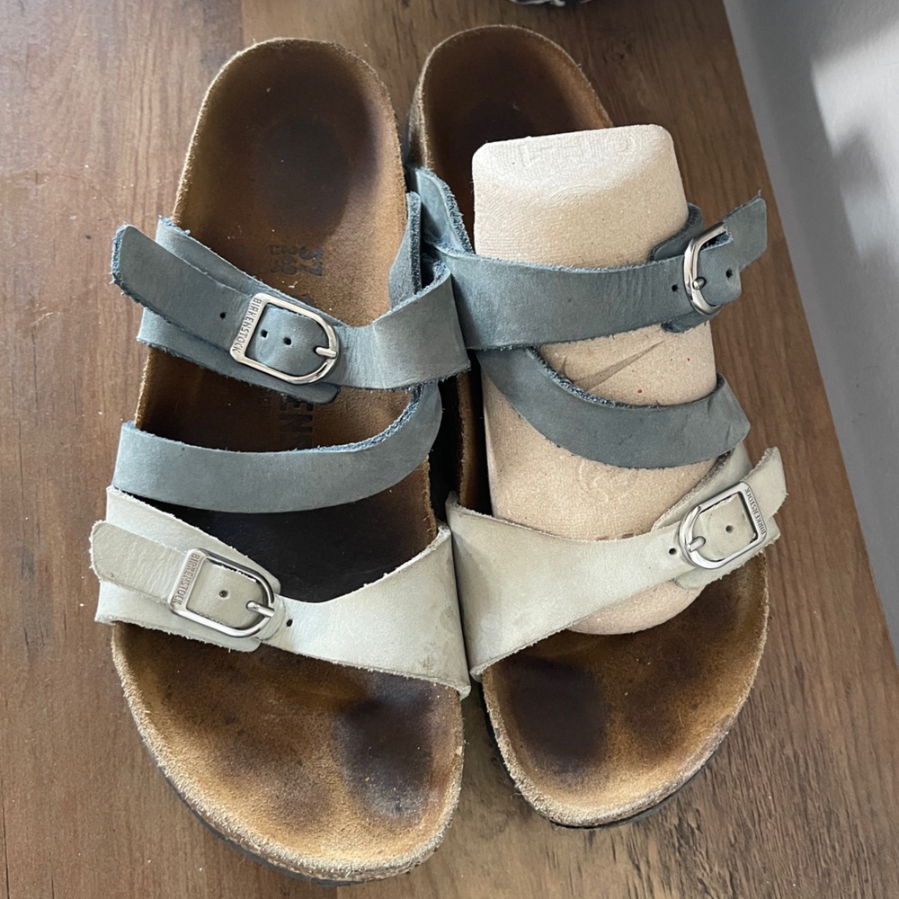 Birkenstock Salina Sandals Gray and Cream 37